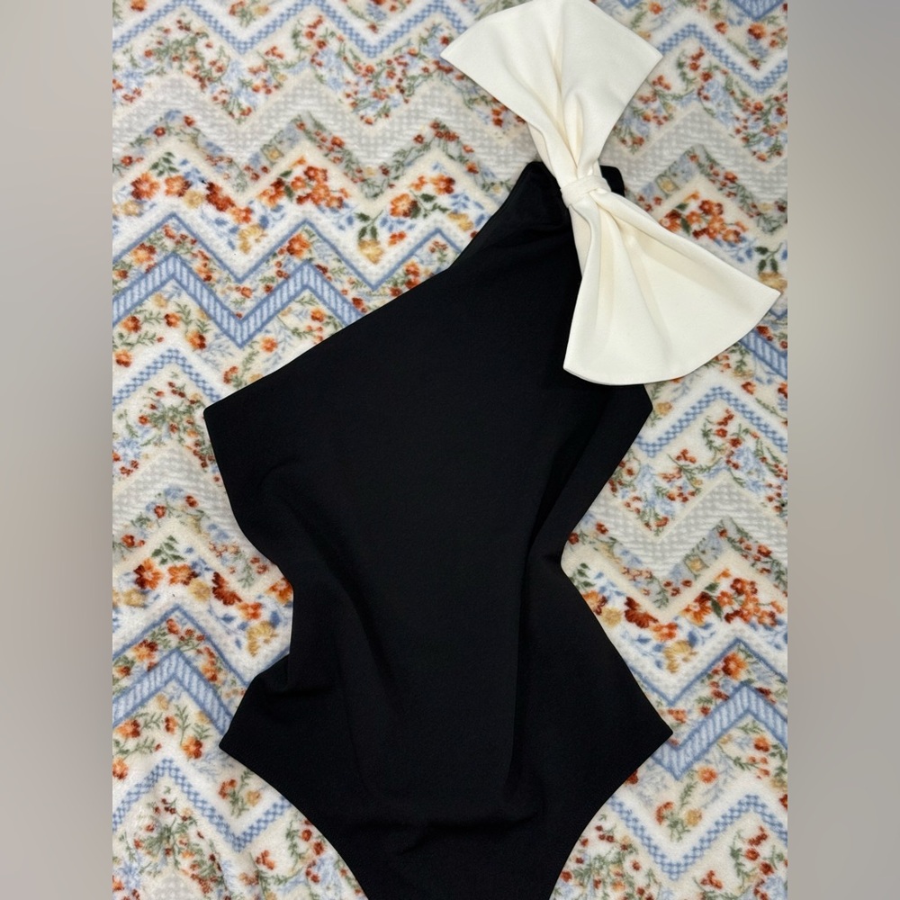 Express Elegant Black Dress with White Bow